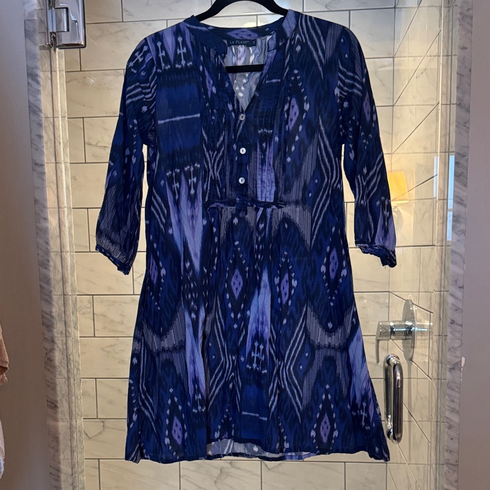 Women's Blue Patterned Swim cover up.